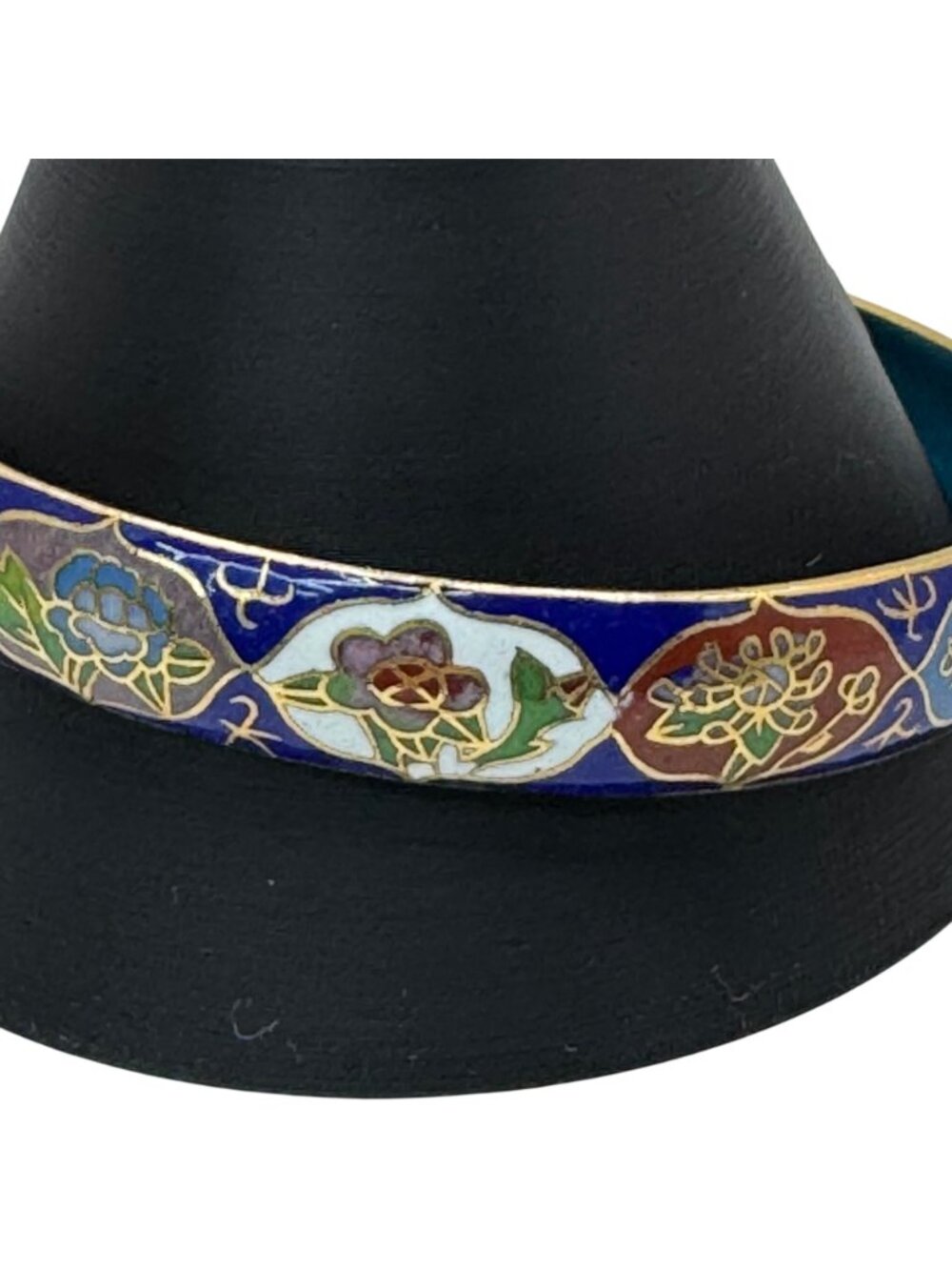 Vintage Cloisonné Floral Bangle Bracelet Gold Trim Made Beijing China 8" Enamel - Picture 7 of 11